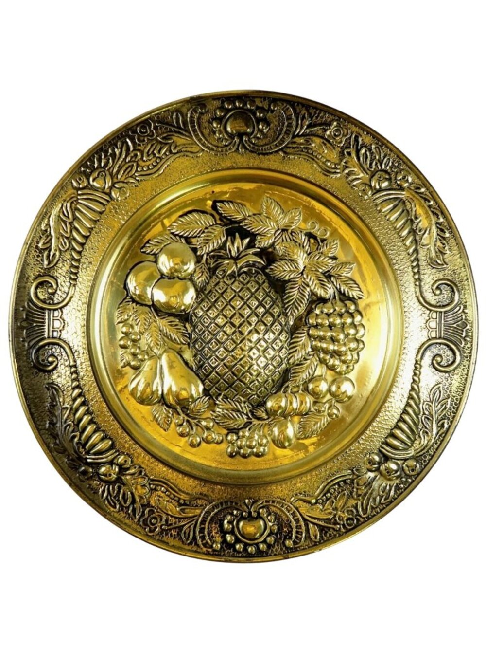 Peerage Pineapple & Fruits Brass Wall Plate Mid-Century Home Decor England